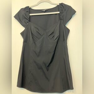 Express Black Ruched Cap Sleeve Blouse